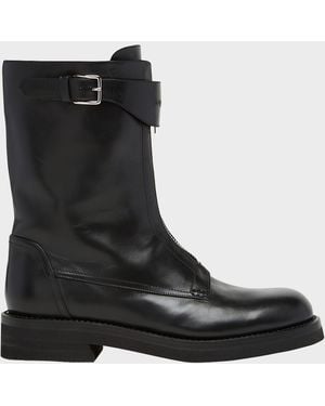 McQueen Apos;S Leather Biker Boots - Black