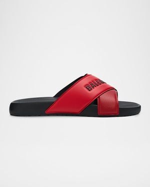 Balenciaga Apos;S Sporty Pool Slide Sandals - Red