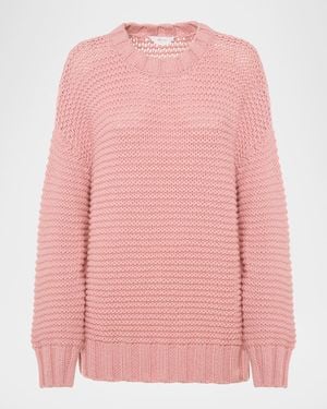 Malo Emma Cashmere Chainette Knit Crewneck Sweater - Pink