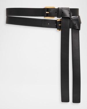 Michael Kors Allegra Leather Double Waist Belt - Black