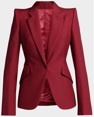McQueen Certified Wool Mohair Single-Breasted Jacket - Red