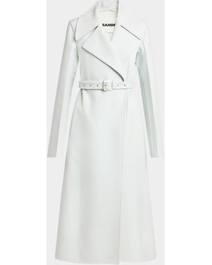 Jil Sander Belted Cashmere Double-Breasted Long Coat - White