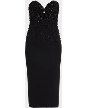 Pamella Roland Embellished Strapless Crepe Midi Gown - Black