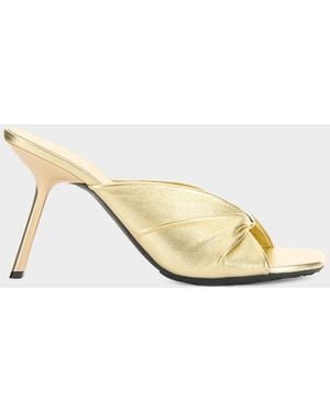 Loewe X Paula & Apos;S Ibiza 90Mm Pebble Metallic Leather Slide Sandals