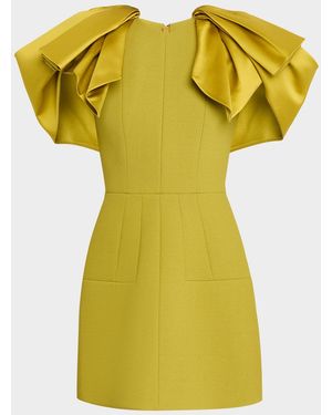 Dice Kayek Satin Bow-Sleeve Mini Crepe Dress - Yellow