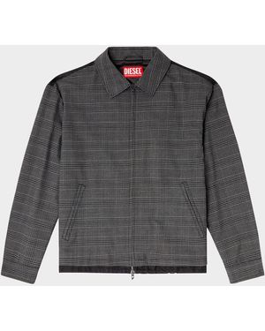 DIESEL J-Ting Satin And Prince Of Wales Full-Zip Coach Jacket - Gray