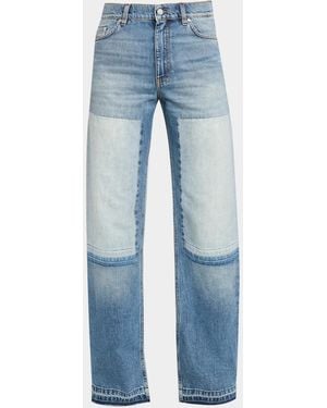 Stella McCartney Mid-Rise Patchwork Straight-Leg Jeans - Blue