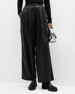 Yves Salomon Nappa Lambskin Leather Cargo Pants - Black