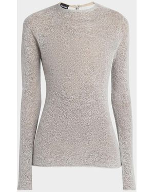 Giorgio Armani Textured Cashmere-Blend Knit Top - Gray