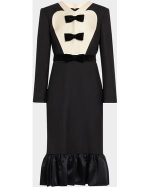 Valentino Garavani Bow Tuxedo Ruffle Midi Dress - Black