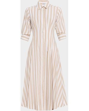 Jonathan Simkhai Jazz Stripe Pintuck Midi Shirtdress - Natural