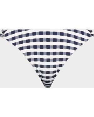 MILLY Cottage Jacquard Gingham Bikini Bottoms - Blue