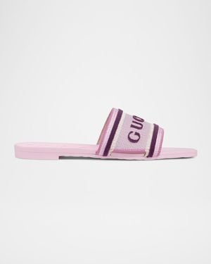 Gucci Luna Logo Jacquard Slide Sandals - Pink