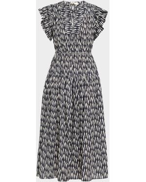 Ulla Johnson Kairi Printed Flutter-Sleeve Midi Dress - Multicolor