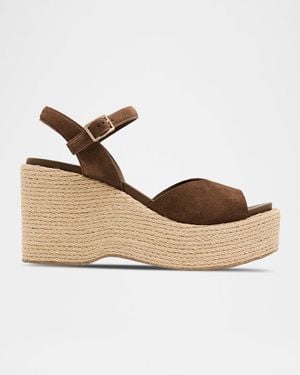 Pedro Garcia 85Mm Doina Suede Platform Sandals - Natural