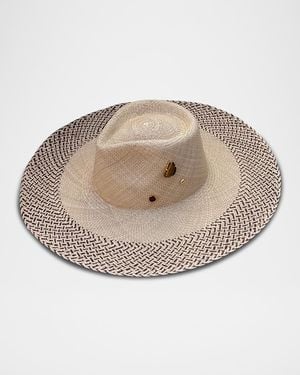 Van Palma Georgia Embellished Straw Large Brim Hat - Natural