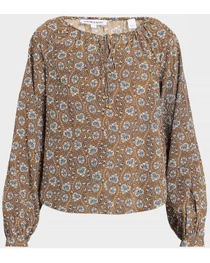 Veronica Beard Rhosen Floral Silk-Blend Blouse - Brown