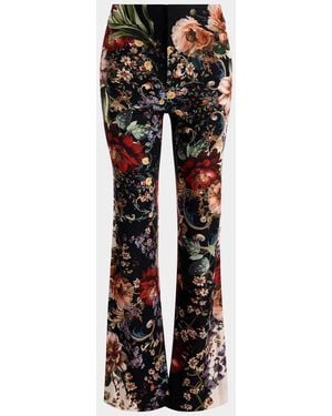 Alice + Olivia Andrew Floral Bootcut Slim-Fit Pants - Black