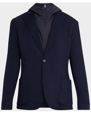 Sease Apos;S Hooded Blazer With Removable Bib - Blue