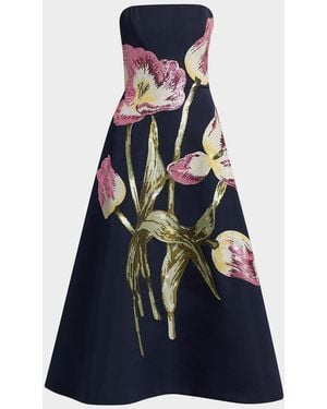 white christmas dresses Neiman Marcus Floral Linen Dress