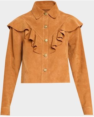 Ulla Johnson Matilde Ruffle Suede Jacket - Multicolor