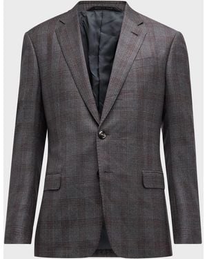 Giorgio Armani Wool-Cashmere Plaid Sport Coat - Gray