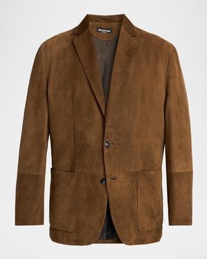 Kiton Apos;S Suede Patch-Pocket Blazer - Brown