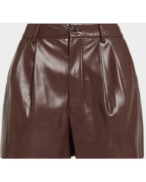 Alice + Olivia Conry Vegan Leather Trouser Shorts - Brown
