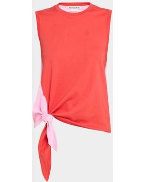 JW Anderson Bi-Color Cotton Tie Hem Tank Top - Red