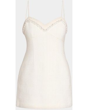 LoveShackFancy Sue Embellished Wool-Blend Mini Dress - Natural