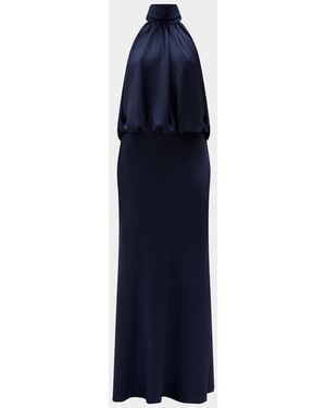 Amsale Blouson Halter Gown - Blue
