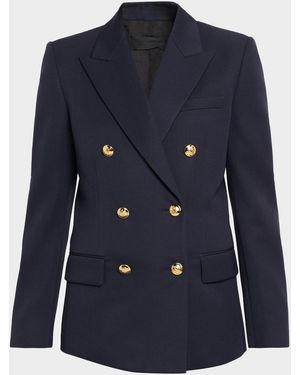 Nili Lotan Bruni Virgin Wool Double-Breasted Blazer - Blue