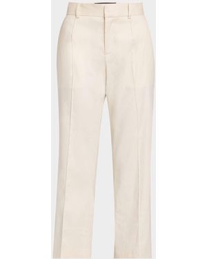 Brandon Maxwell Soren Pintuck Straight-Leg Crop Pants - Natural