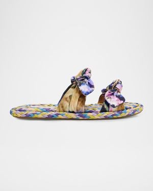 Zimmermann Carousel Raffia Slide Sandals - Blue