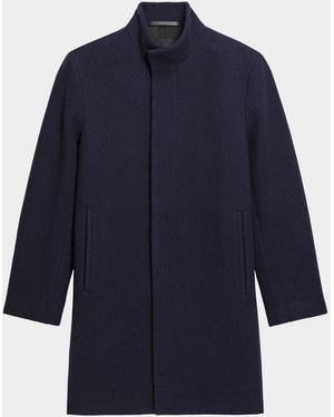 Theory Apos;S Belvin Melton-Textured Wool-Blend Coat - Blue