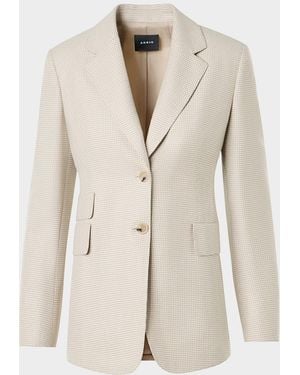 Akris Arie Cashmere Pepita Houndstooth Single-Breasted Jacket - Natural