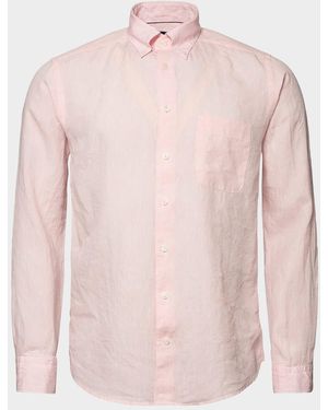 Eton Signature Linen Contemporary Fit Casual Button-Down Shirt - Pink