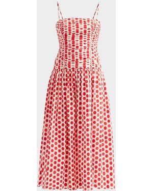 Cara Cara Rahi Ruched Midi Dress - Red