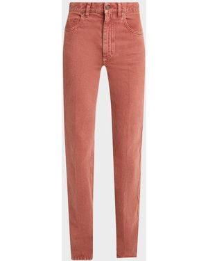 Chloé Mid-Rise Denim Straight-Leg Jeans - Red