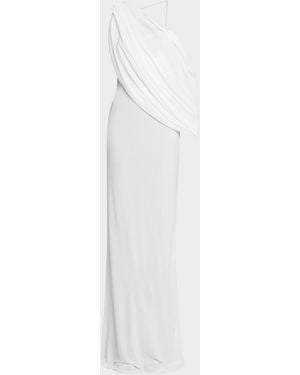 Christopher Esber Aiba Draped One-Shoulder Jersey Maxi Dress - White