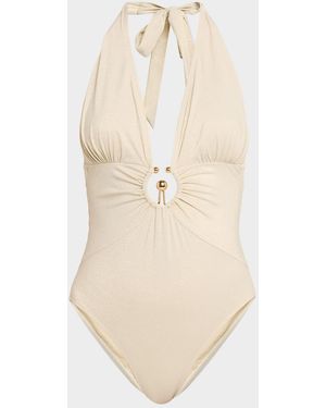 Kobi Halperin Devin Ring Halter One-Piece Swimsuit - Natural