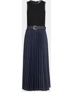 Cinq À Sept Ponte Mixed-Media Midi Dress - Blue