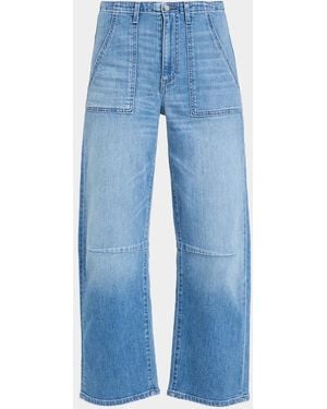 Le Jean Utility Barrel-Leg Crop Jeans - Blue