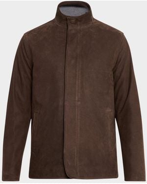 Peter Millar Norwalk Nubuck Leather Jacket - Brown