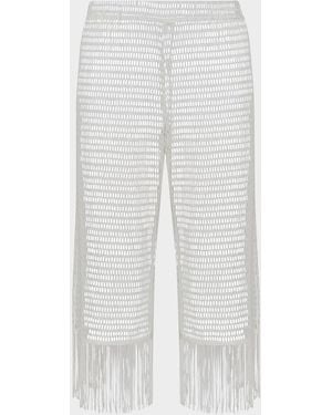 La Blanca Open-Knit Crochet Cropped Pants - White