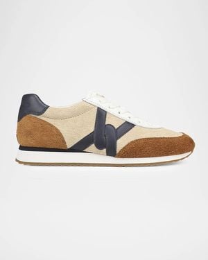 Veronica Beard Penrose Mixed Leather Runner Sneakers - White