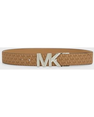 Michael Kors Mk Logo Reversible Leather Belt - Natural