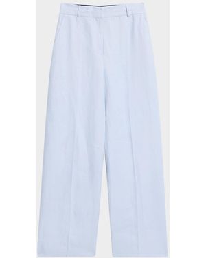 Argent Soho Straight-Leg Linen Twill Pants - Blue
