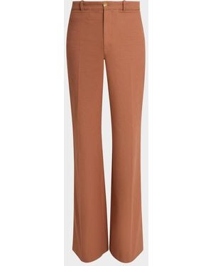 Chloé Mid-Rise Organic Cotton Canvas Flare Pants - Brown
