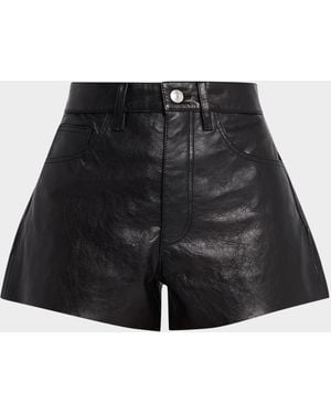 RE/DONE Leather A-Line Shorts - Black